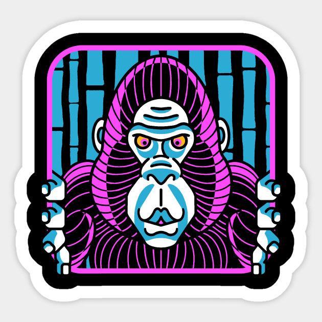 Psychedelic Gorilla Sticker by ManicMonkeyPix